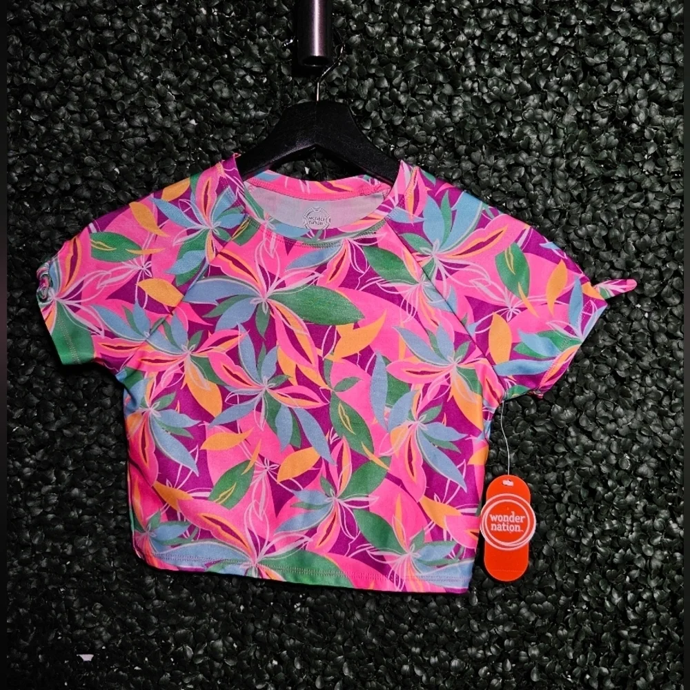 Wonder Nation Kids Vibrant Leaf Print Tee